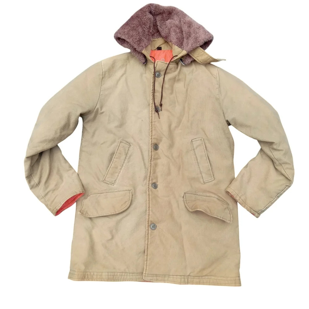 Vintage Military Parka Jacket Faux Fur Hood/Collar Men's Medium